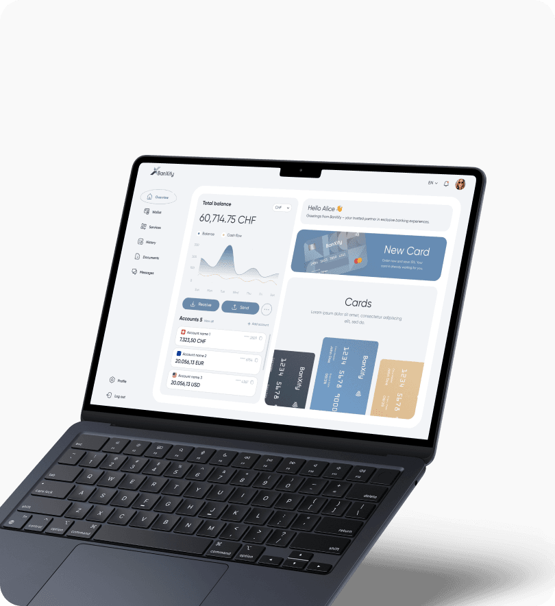 Laptop with financial dashboard